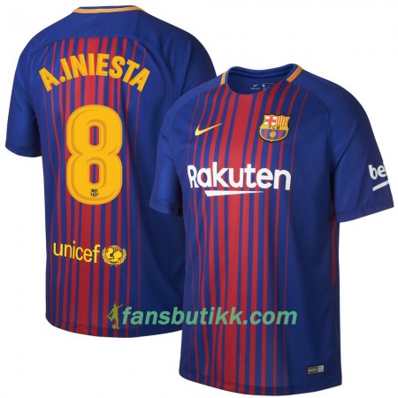 Fotballdrakt FC Barcelona A. Iniesta 8 Hjemmetrøye 2017-2018 Kortermet