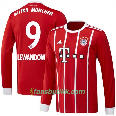 Fotballdrakt FC Bayern München Lewandowski 9 Hjemmetrøye 2017-2018 Langermet