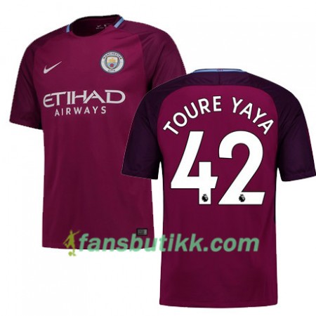 Fotballdrakt Manchester City TOURE YAYA 42 Bortetrøye 2017-2018 Kortermet