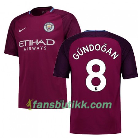 Fotballdrakt Manchester City GUNDOGAN 8 Bortetrøye 2017-2018 Kortermet