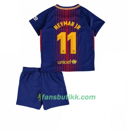 Fotballdrakt FC Barcelona Neymar Jr 11 Barn Hjemmetrøye 2017-2018 Kortermet
