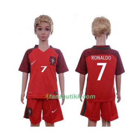 Fotballdrakt Portugal Cristiano Ronaldo 7 Barn Hjemmetrøye Euro 2016 Kortermet