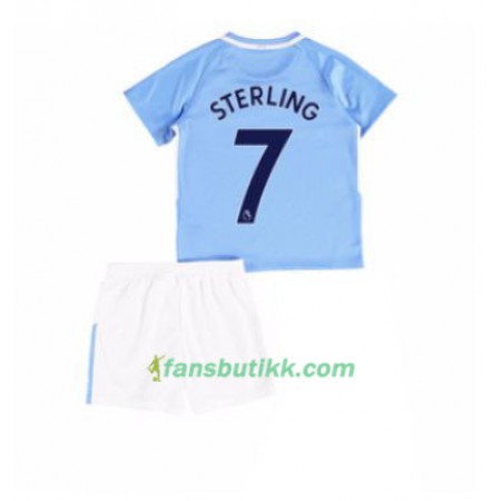 Fotballdrakt Manchester City Raheem Sterling 7 Barn Hjemmetrøye 2017-2018 Kortermet
