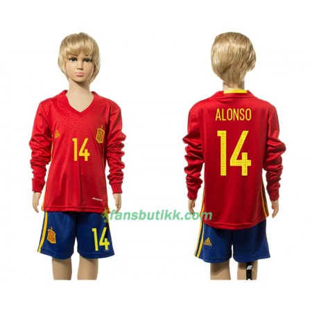 Fotballdrakt Spania Alonso 14 Barn Hjemmetrøye 2016 Langermet