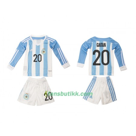 Fotballdrakt Argentina Gaitan 20 Barn Hjemmetrøye 2016 Langermet