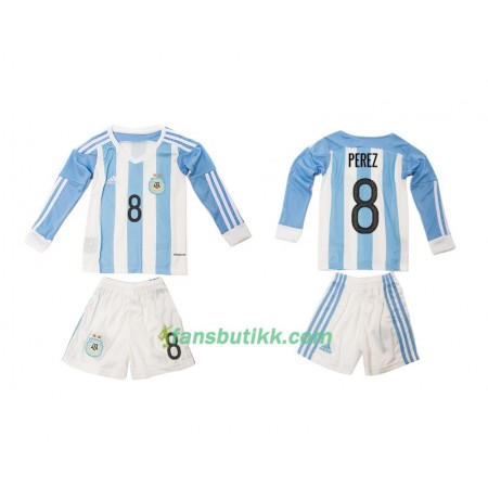 Fotballdrakt Argentina Perez 8 Barn Hjemmetrøye 2016 Langermet