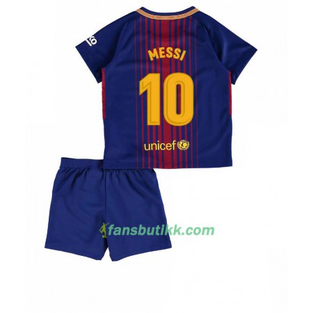Fotballdrakt FC Barcelona Lionel Messi 10 Barn Hjemmetrøye 2017-2018 Kortermet