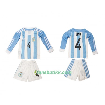 Fotballdrakt Argentina Gino 4 Barn Hjemmetrøye 2016 Langermet